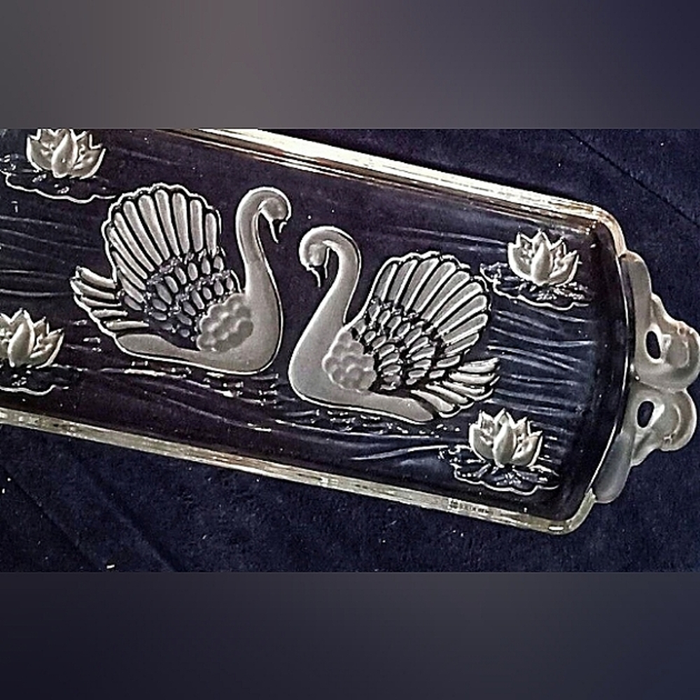 Etched Swan Platter